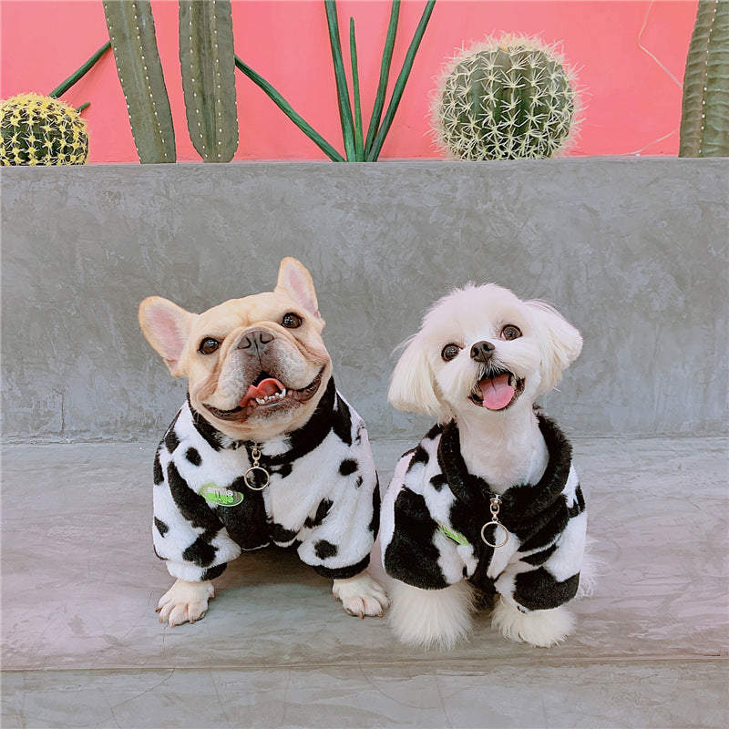 KFX-2224061 Cozy Black and White Rabbit Fur Dog Coat for Autumn and Winter - Small to XXL