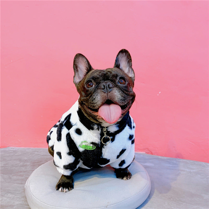 KFX-2224061 Cozy Black and White Rabbit Fur Dog Coat for Autumn and Winter - Small to XXL