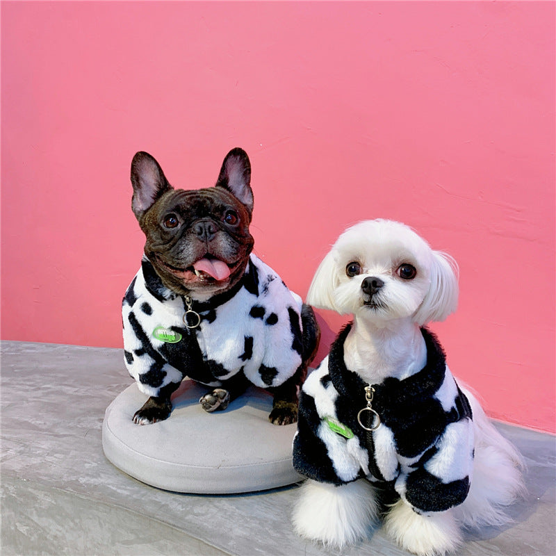 KFX-2224061 Cozy Black and White Rabbit Fur Dog Coat for Autumn and Winter - Small to XXL