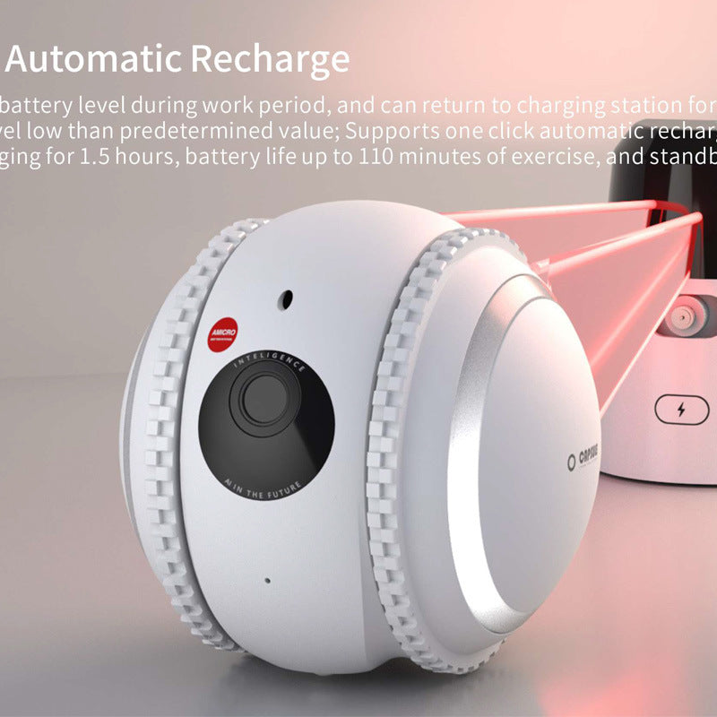 KFX-2224317 White Cat Toy Robot with Automatic Recharge Feature for Pet Monitoring
