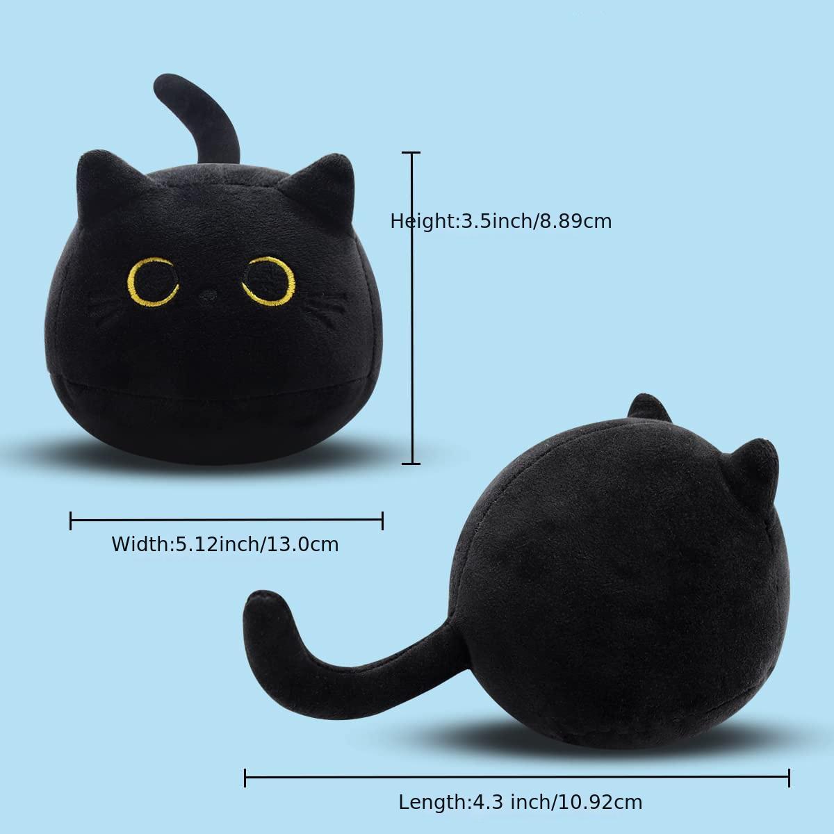 KFX-2224957 Fluffy Black Cat Plush Toy - Soft Stuffed Animal Cushion for Kids and Home Decor