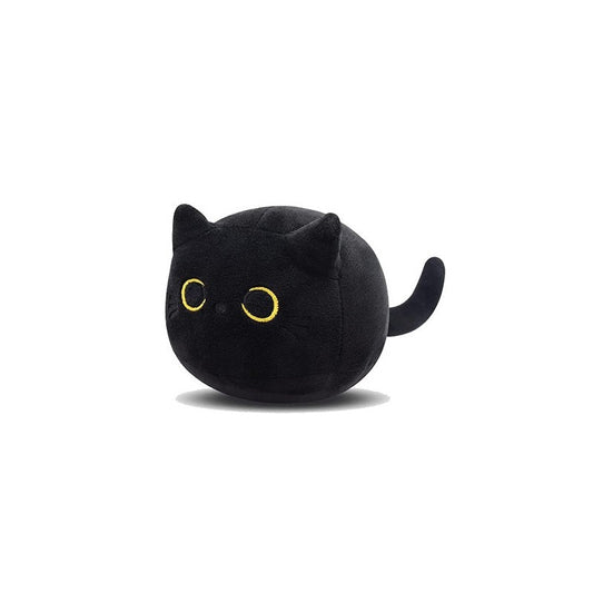 KFX-2224957 Fluffy Black Cat Plush Toy - Soft Stuffed Animal Cushion for Kids and Home Decor