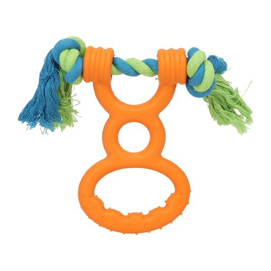 KFX-2226109 Durable Cotton Rope Dog Chew & Teething Ring with Soft Rubber for Dental Care and Interactive Play