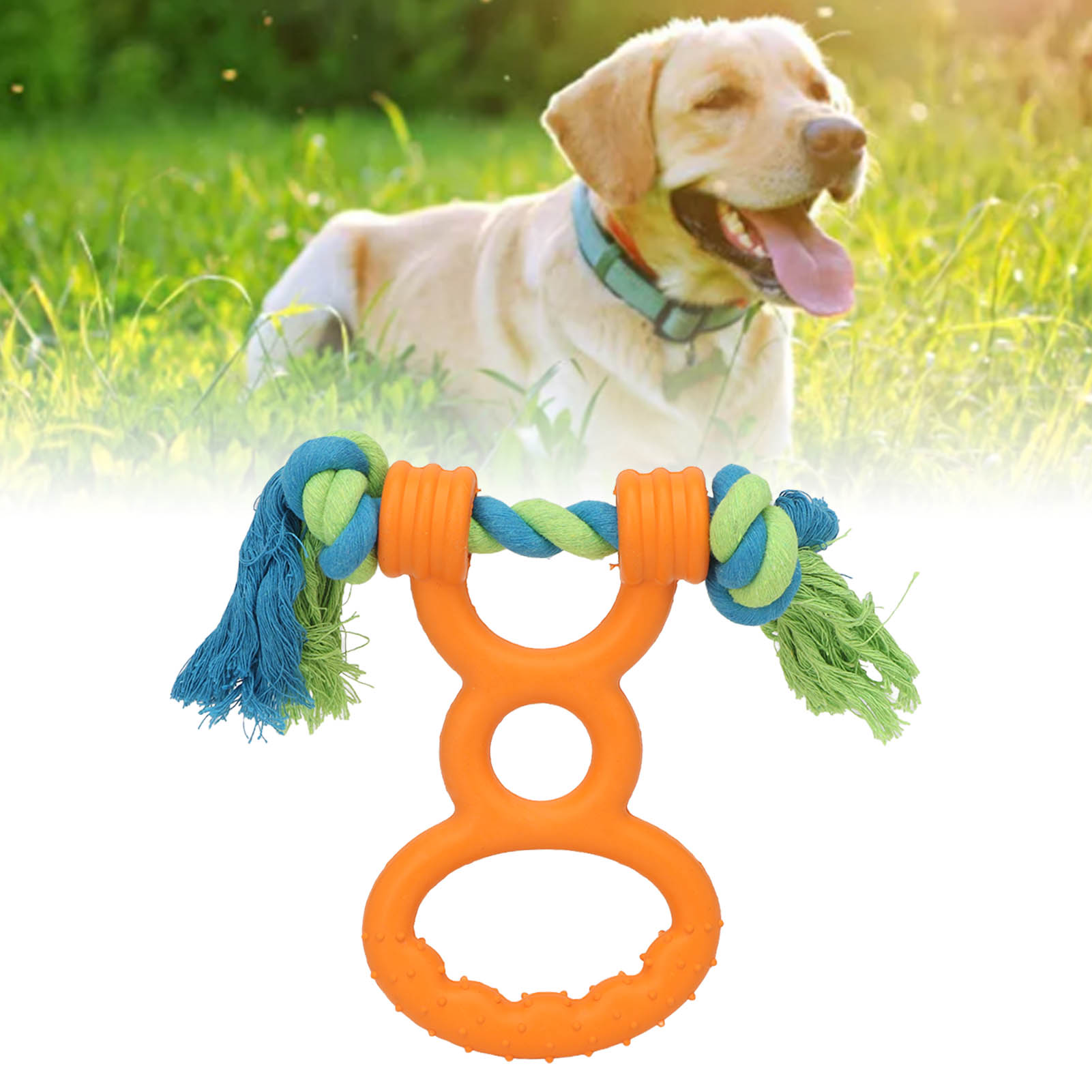 KFX-2226109 Durable Cotton Rope Dog Chew & Teething Ring with Soft Rubber for Dental Care and Interactive Play