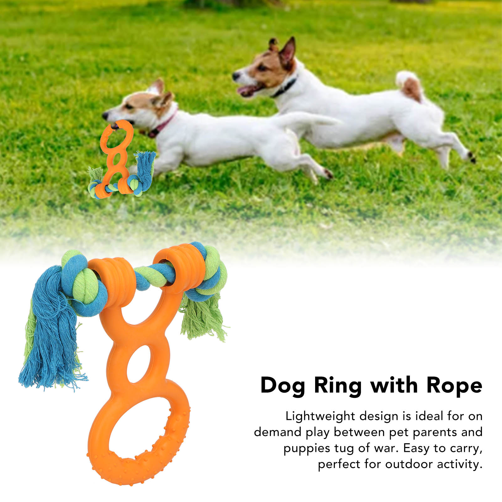 KFX-2226109 Durable Cotton Rope Dog Chew & Teething Ring with Soft Rubber for Dental Care and Interactive Play