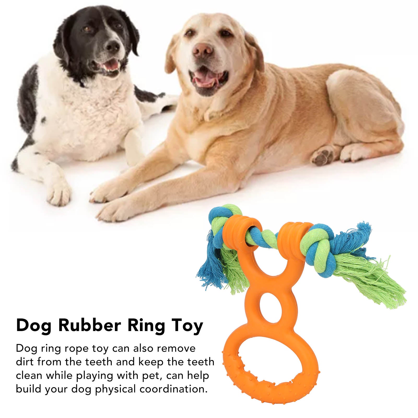 KFX-2226109 Durable Cotton Rope Dog Chew & Teething Ring with Soft Rubber for Dental Care and Interactive Play
