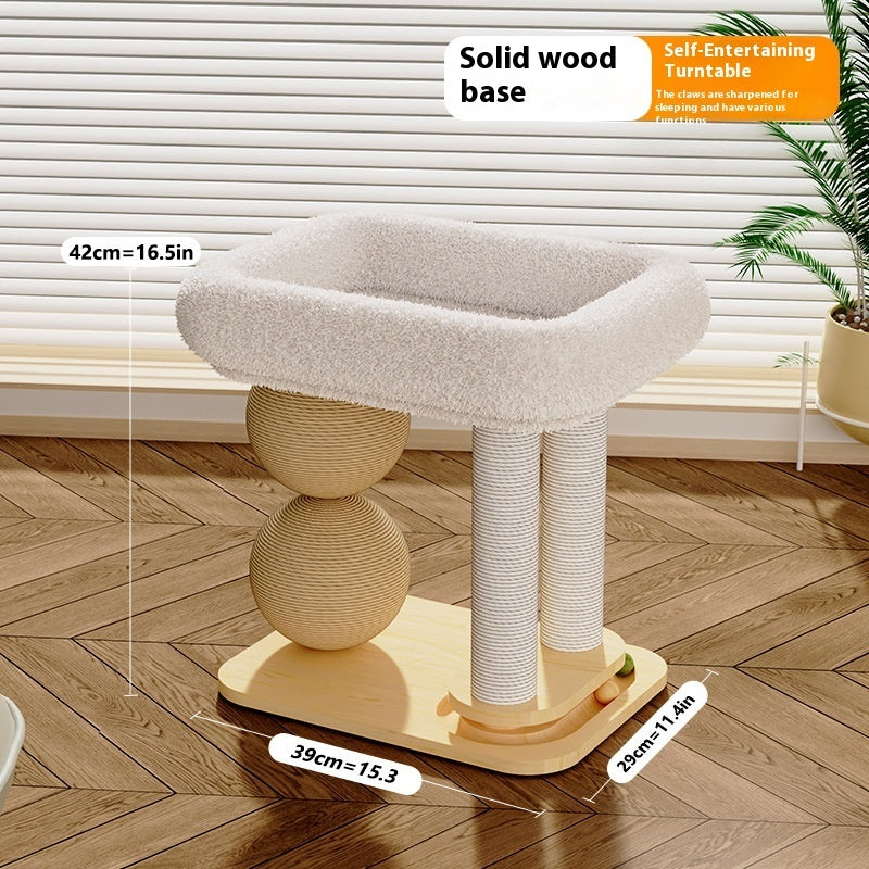 KFX-2226749 Double Column Cat Grasping Ball Nest - Pine Material, Available in Summer Mat & Sisal Styles