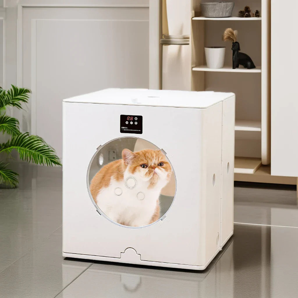 KFX-222675 Foldable Pet Drying Machine for Dogs and Cats - Eco-Friendly Grooming Box with Scissors and Storage