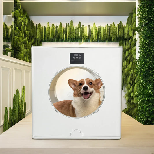 KFX-222675 Foldable Pet Drying Machine for Dogs and Cats - Eco-Friendly Grooming Box with Scissors and Storage