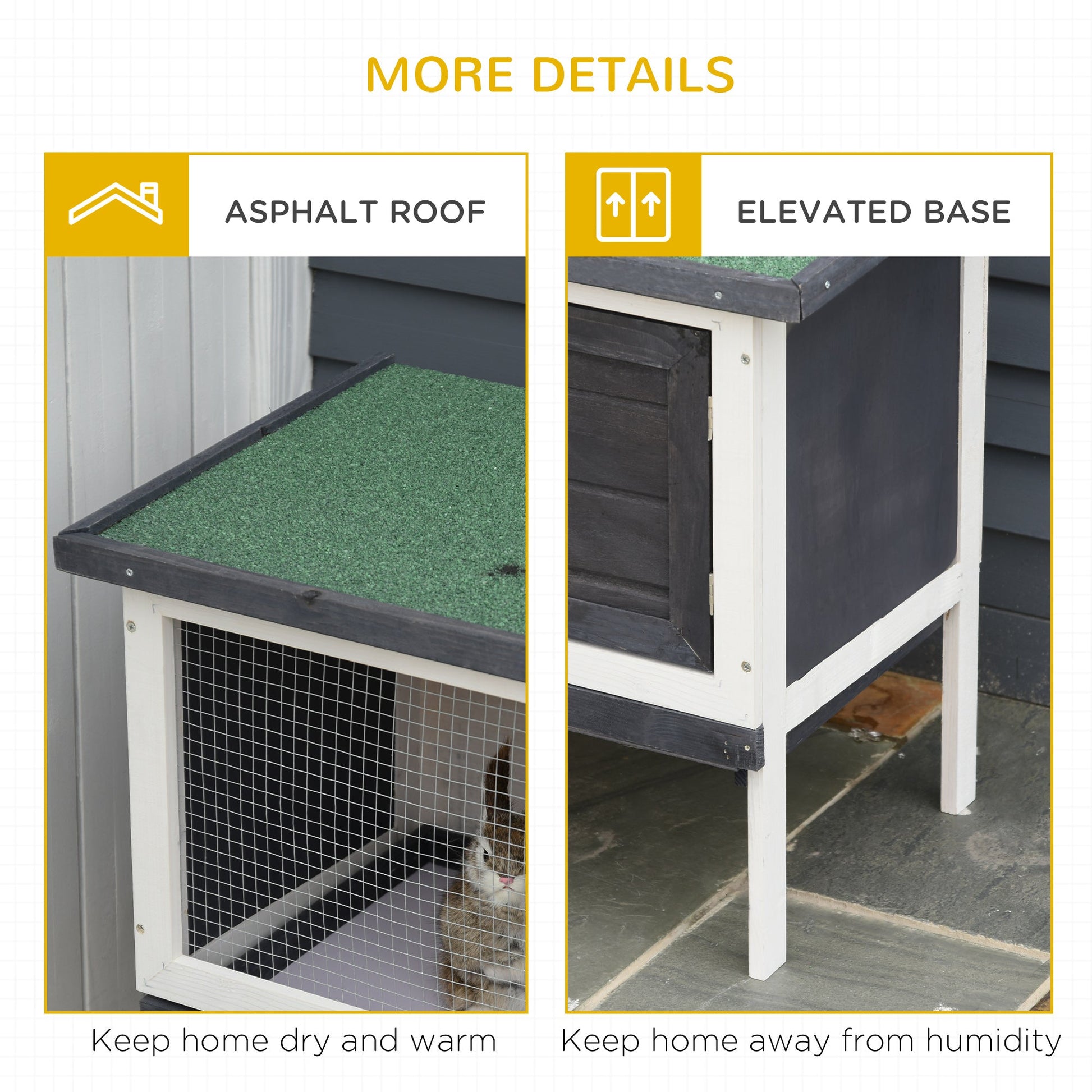 KFX-2227133 Wooden Rabbit Hutch with Removable Tray and Openable Roof for Small Pets