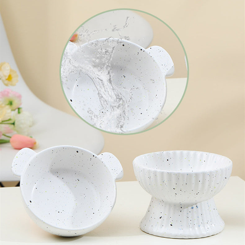 KFX-2229437 Elevated Cat Ceramic Slow Food Bowl with Neck Guard - Various Styles Available