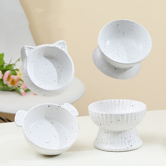KFX-2229437 Elevated Cat Ceramic Slow Food Bowl with Neck Guard - Various Styles Available