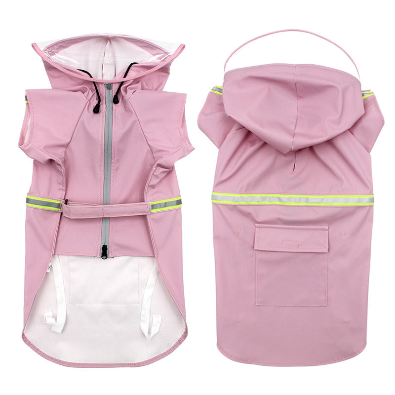 KFX-2229821 Hooded Windproof and Reflective Raincoat for Pets - Casual Style in Yellow, Blue, Pink, and Orange