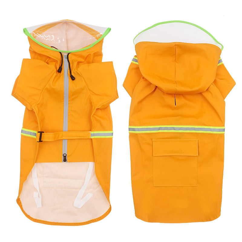 KFX-2229821 Hooded Windproof and Reflective Raincoat for Pets - Casual Style in Yellow, Blue, Pink, and Orange