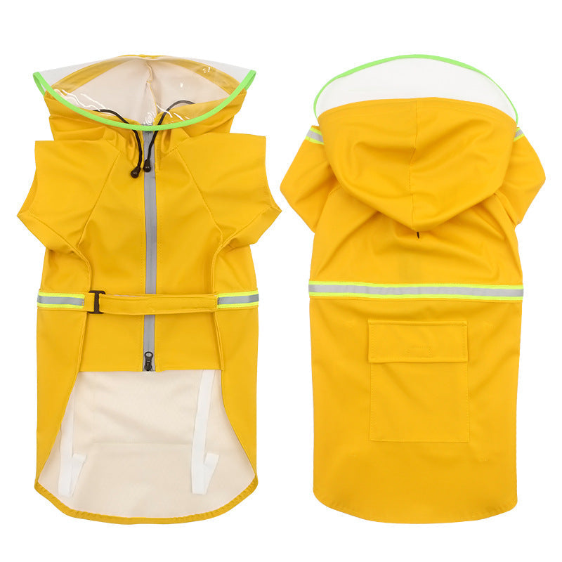 KFX-2229821 Hooded Windproof and Reflective Raincoat for Pets - Casual Style in Yellow, Blue, Pink, and Orange