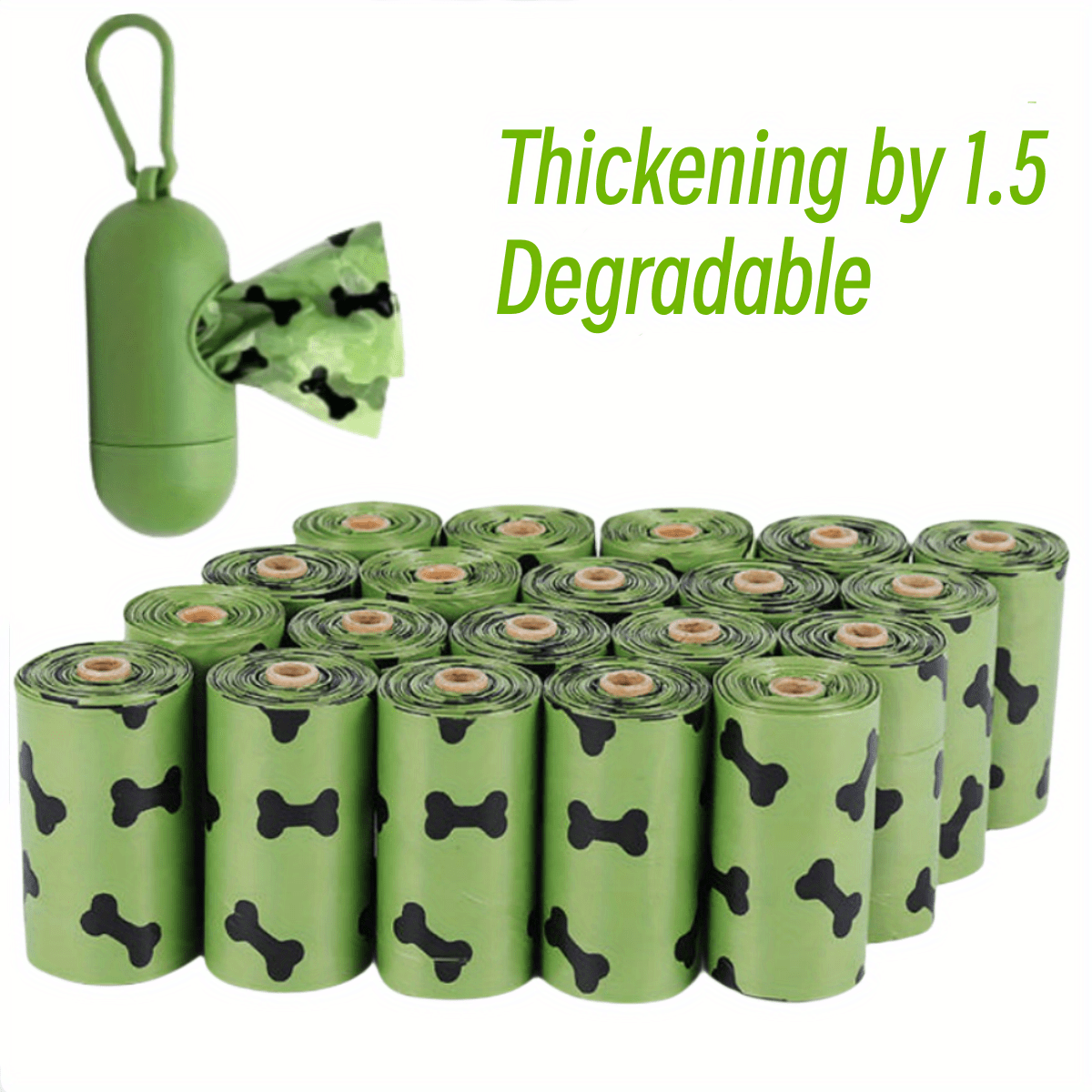 KFX-2230717 Biodegradable Dog Waste Bags with Dispenser - Thick and Leak-Proof Poop Bags for Pet Clean-Up, 15 Count Per Roll