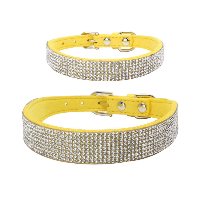KFX-2231229 Rhinestone Studded Microfiber Dog Collar - Adjustable & Durable Pet Accessory