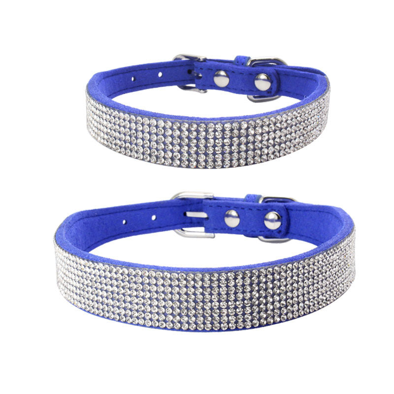 KFX-2231229 Rhinestone Studded Microfiber Dog Collar - Adjustable & Durable Pet Accessory