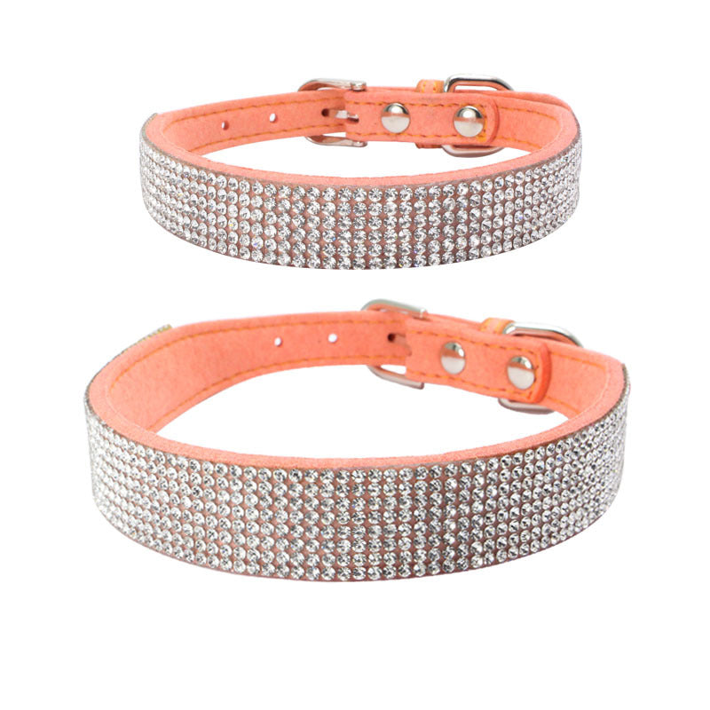 KFX-2231229 Rhinestone Studded Microfiber Dog Collar - Adjustable & Durable Pet Accessory