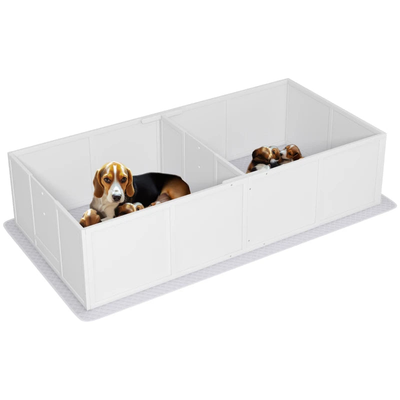 KFX-2234685 Whelping Box for Large Dogs with Waterproof Pad and Adjustable Entrance Door