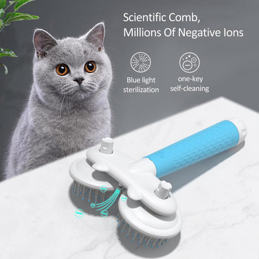 KFX-2234813 Double-Headed Negative Ion Pet Brush for Cats and Dogs with Self-Cleaning Feature