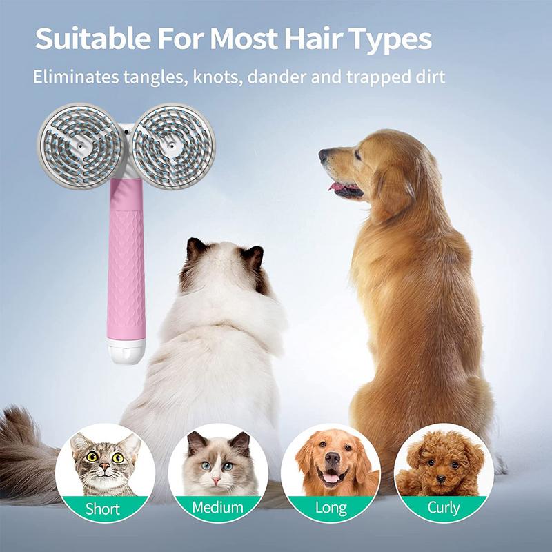KFX-2234813 Double-Headed Negative Ion Pet Brush for Cats and Dogs with Self-Cleaning Feature