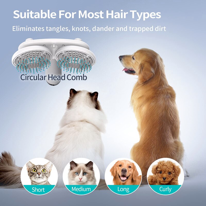 KFX-2234813 Double-Headed Negative Ion Pet Brush for Cats and Dogs with Self-Cleaning Feature