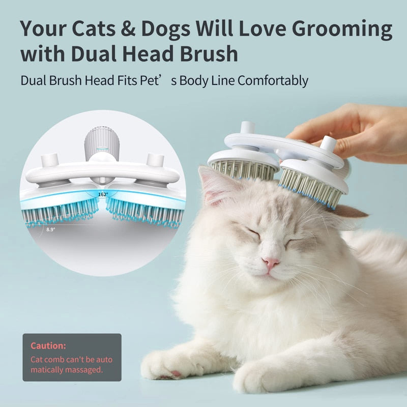 KFX-2234813 Double-Headed Negative Ion Pet Brush for Cats and Dogs with Self-Cleaning Feature