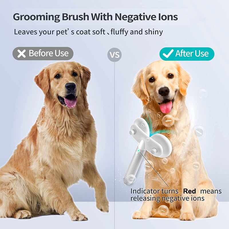 KFX-2234813 Double-Headed Negative Ion Pet Brush for Cats and Dogs with Self-Cleaning Feature