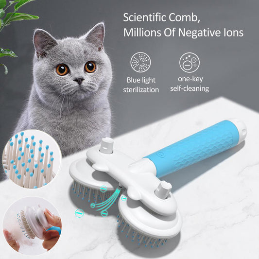 KFX-2234813 Double-Headed Negative Ion Pet Brush for Cats and Dogs with Self-Cleaning Feature