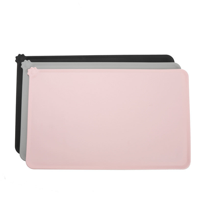 KFX-2235197 Waterproof Non-Slip Silicone Pet Bowl Mat - 48x30cm in Gray, Pink, or Black