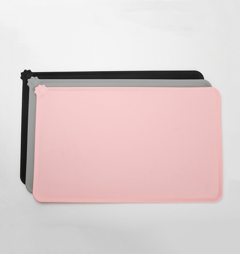 KFX-2235197 Waterproof Non-Slip Silicone Pet Bowl Mat - 48x30cm in Gray, Pink, or Black