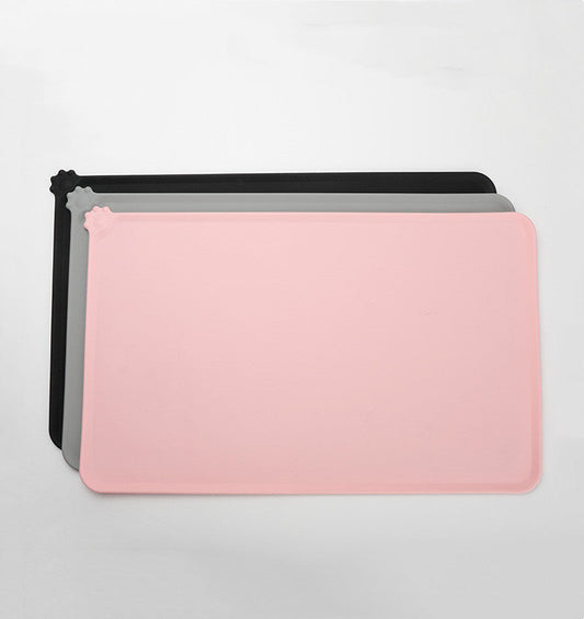 KFX-2235197 Waterproof Non-Slip Silicone Pet Bowl Mat - 48x30cm in Gray, Pink, or Black