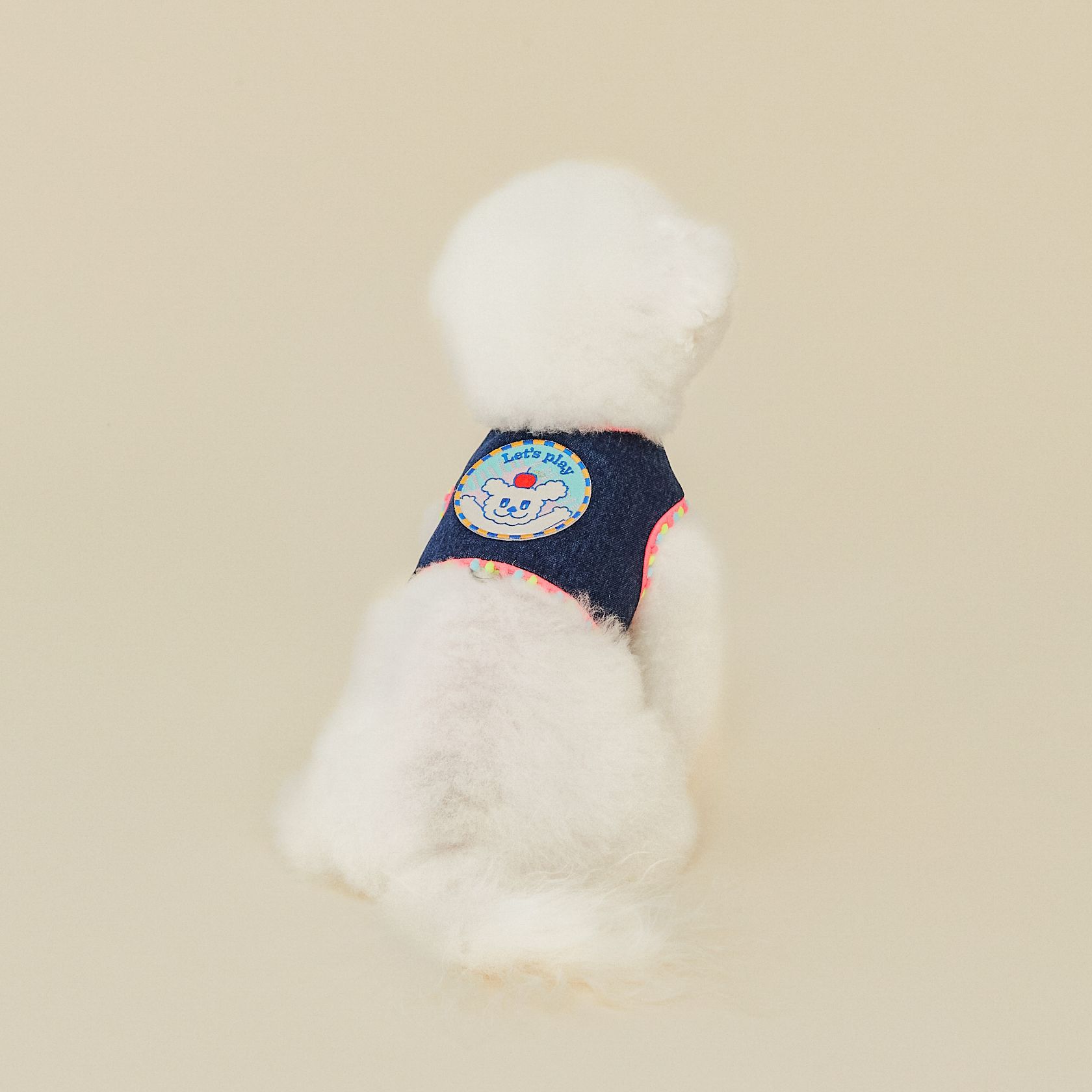 KFX-2239549 Korean Style Dark Denim Chest Strap with Puppy Embroidery for All Seasons