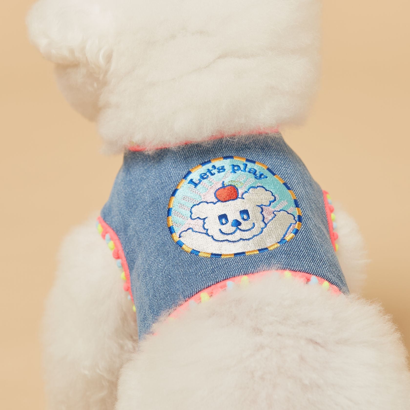 KFX-2239549 Korean Style Dark Denim Chest Strap with Puppy Embroidery for All Seasons