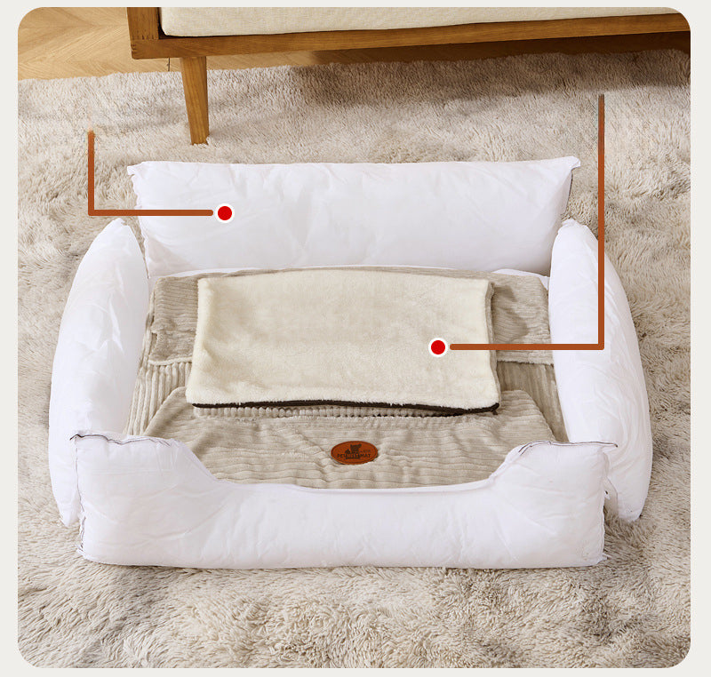 KFX-2242237 All-Season Removable Washable Dog Bed for Small to Medium Dogs with Cozy Cushion and Cat Nest