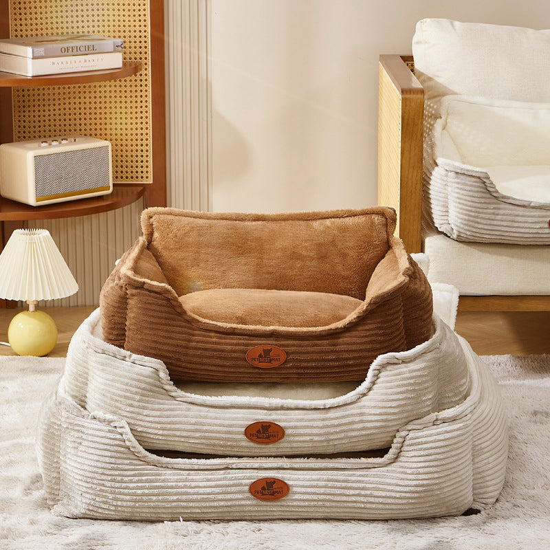 KFX-2242237 All-Season Removable Washable Dog Bed for Small to Medium Dogs with Cozy Cushion and Cat Nest