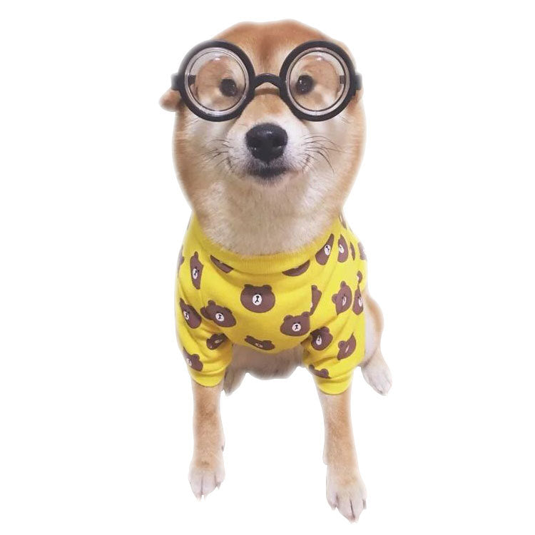 KFX-2243133 Casual Cotton Terry Dog T-Shirt in White and Yellow for Pet Comfort