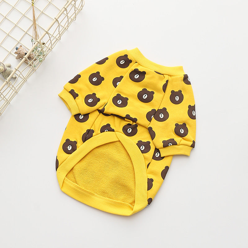 KFX-2243133 Casual Cotton Terry Dog T-Shirt in White and Yellow for Pet Comfort