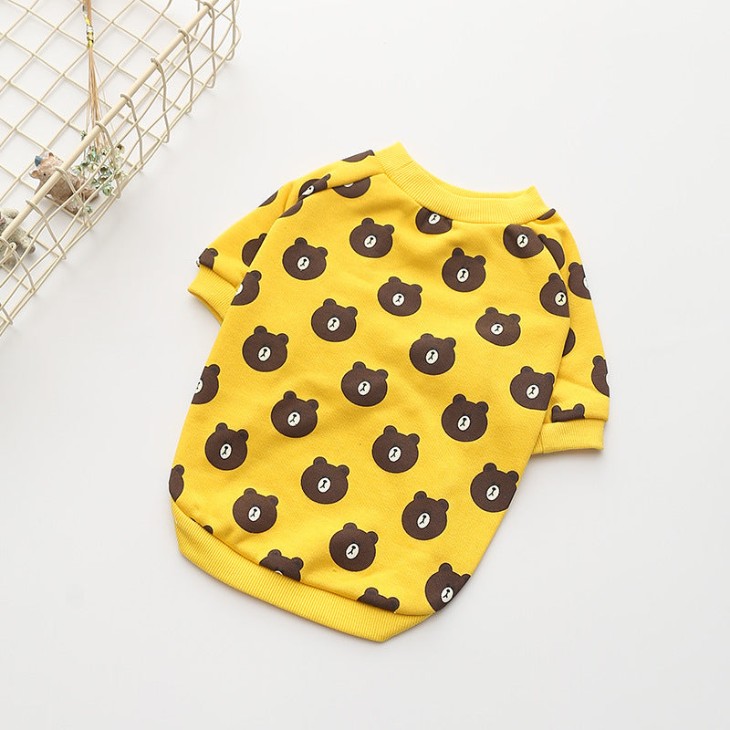 KFX-2243133 Casual Cotton Terry Dog T-Shirt in White and Yellow for Pet Comfort