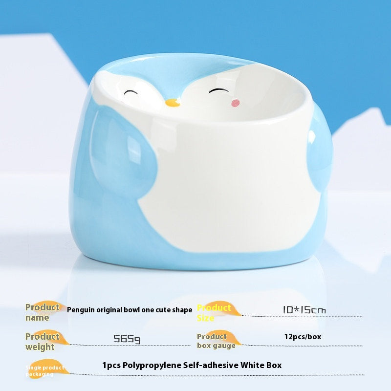 KFX-2244925 Ceramic Cat Food Bowl with Oblique Mouth for Easy Eating and Cleaning, Available in Various Designs and Sizes