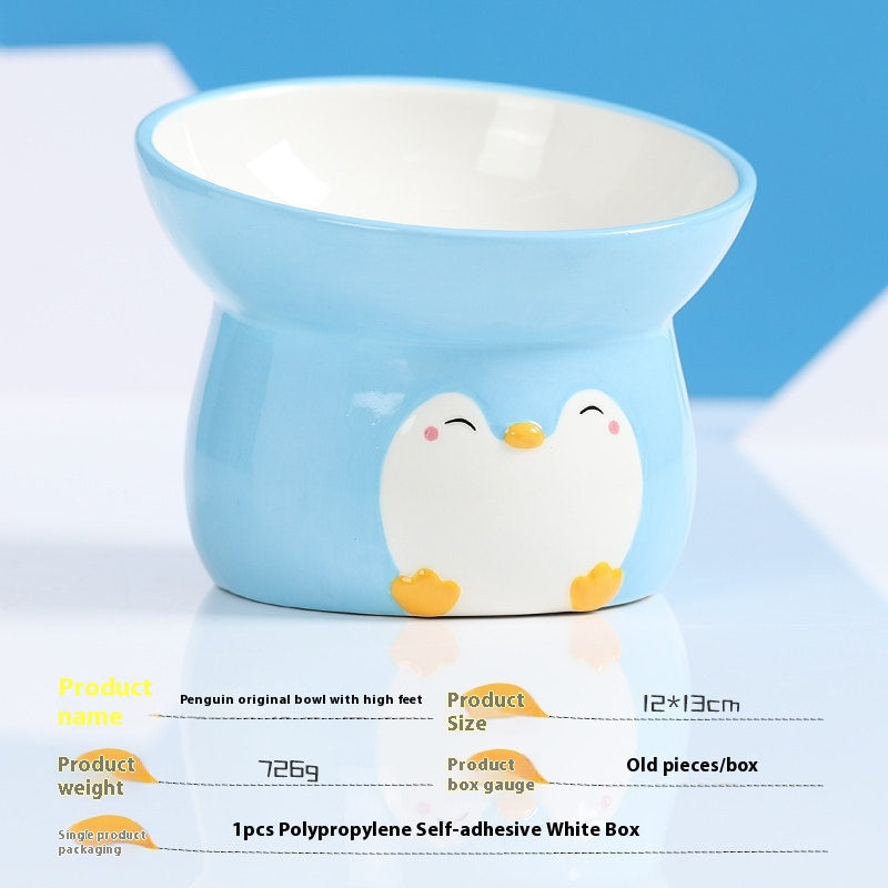 KFX-2244925 Ceramic Cat Food Bowl with Oblique Mouth for Easy Eating and Cleaning, Available in Various Designs and Sizes