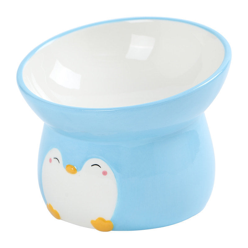 KFX-2244925 Ceramic Cat Food Bowl with Oblique Mouth for Easy Eating and Cleaning, Available in Various Designs and Sizes