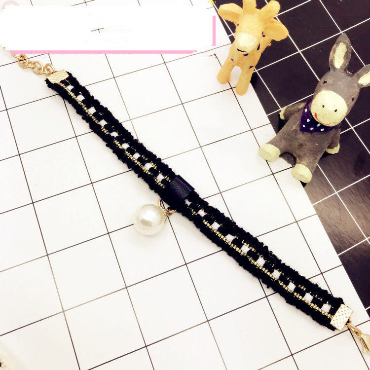 KFX-2246717 Fragrant Pearl Single Rope Dog Necklace - Cute Design in Black and Milky White, Multiple Sizes Available