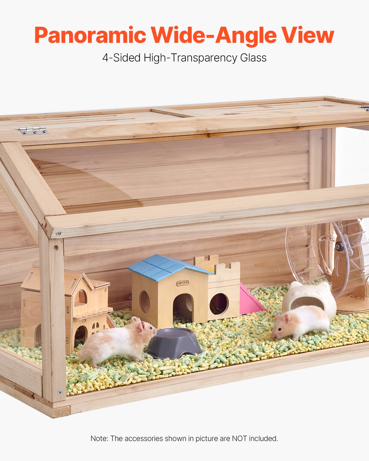 KFX-2248381 Wooden Hamster Cage Habitat with Clear Acrylic Panels for Small Animals