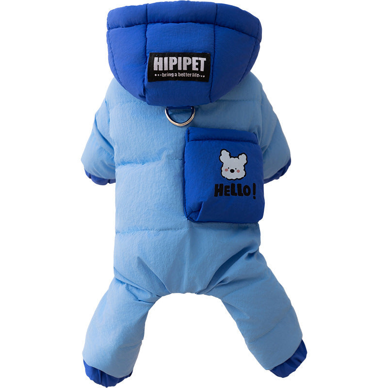 KFX-2249277 Winter Padded Snowsuit for Small and Medium Dogs with Hood and Pocket