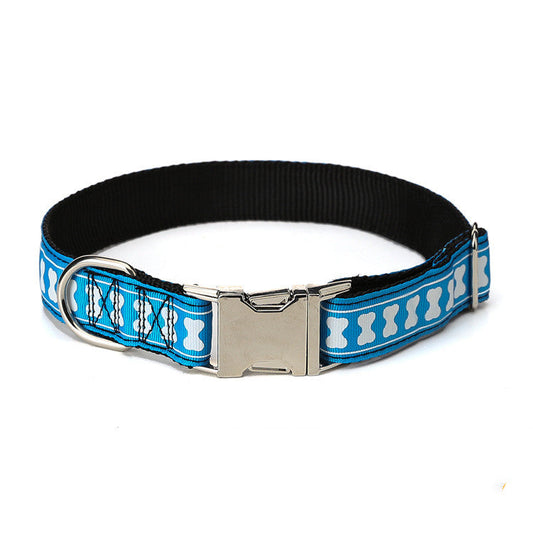 KFX-2252477 Adjustable Nylon Bone Pattern Collar in Stripes - Available in Multiple Colors and Sizes