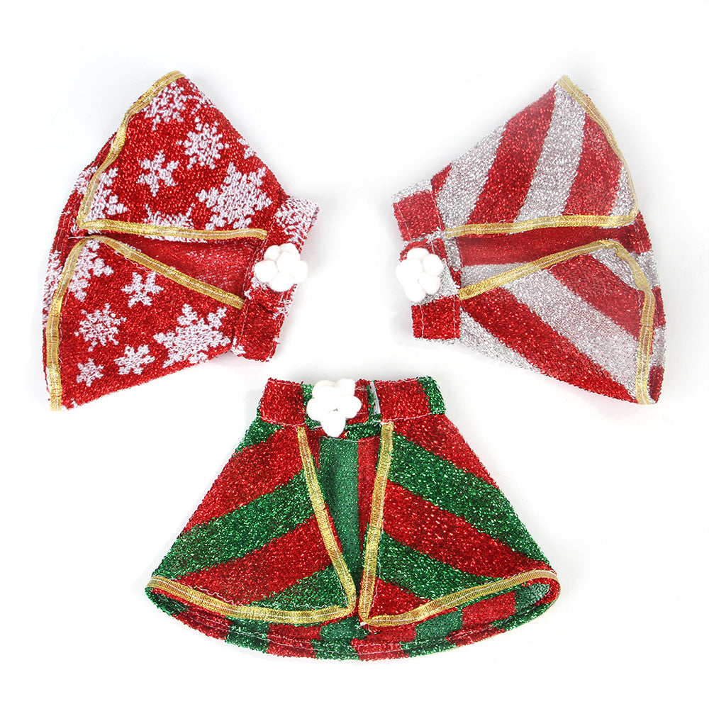 KFX-2252861 Festive Pet Cloak in Red and Green Stripes or Snowflakes for Christmas Celebrations