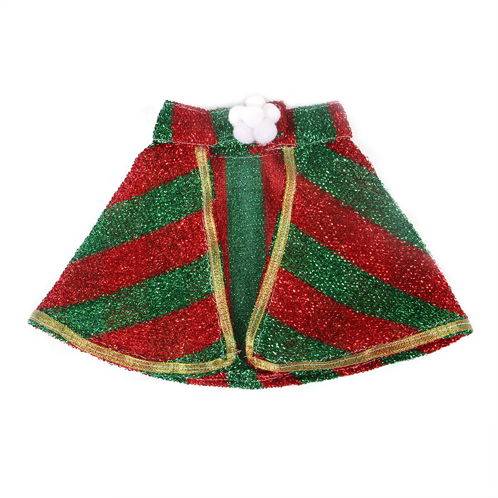 KFX-2252861 Festive Pet Cloak in Red and Green Stripes or Snowflakes for Christmas Celebrations