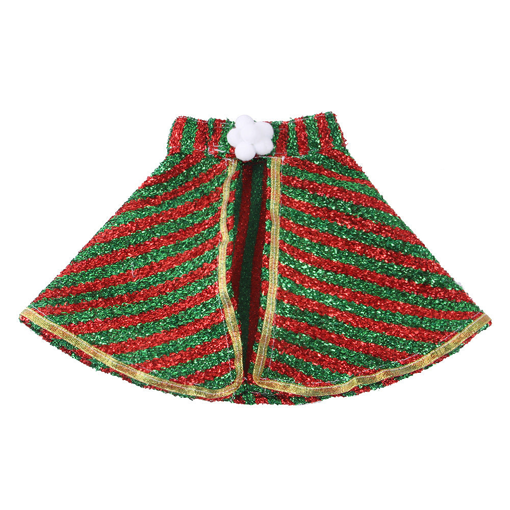 KFX-2252861 Festive Pet Cloak in Red and Green Stripes or Snowflakes for Christmas Celebrations